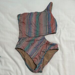 PQ Swim Multicolor Striped One-Shoulder Swimsuit
